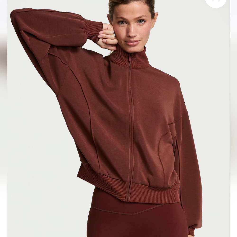 Victorias Secret featherweight knit zip up jacket & matching wide leg pant